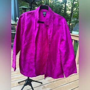 Magenta 100% silk duster jacket